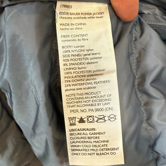 Eddie Bauer Down 550 Puffer Jacket Size XL Hooded Hiking Lightweight Packable - Picture 7 of 16